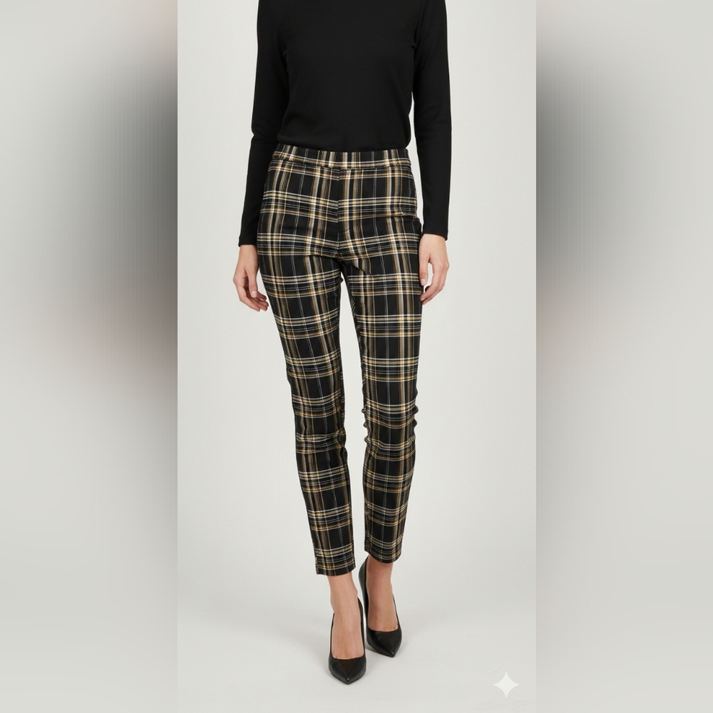 No Boundaries Women's Black, Yellow & Red Plaid Jeggings M 7-9